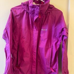 Marmot Girls PreCip Eco Waterproof Rain Jacket Taped Seam Packable Pink XL